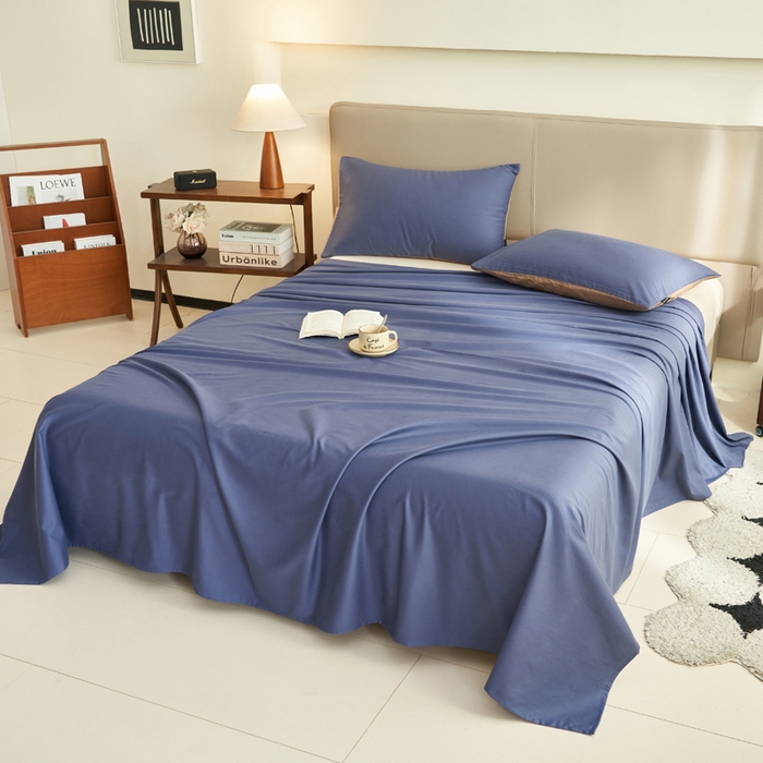 91家纺网 家纺一手货源 找家纺 寐绸家纺 2025新款纯棉13372水洗棉单床单 纯色床单-布鲁兰