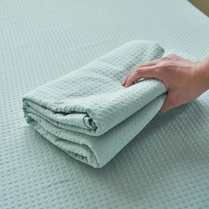 寐绸家纺 2025新款纯棉华夫格床单 纯棉华夫格床单-天蓝