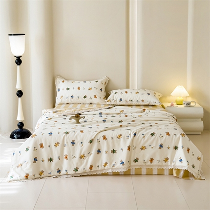 91家纺网 家纺一手货源 找家纺 被窝家纺 2025新款全棉花边大豆夏被四件套 奇迹世界