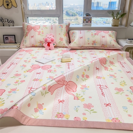 兄弟坊 2025新款数码小清新印花冰丝席 蝴蝶结日记