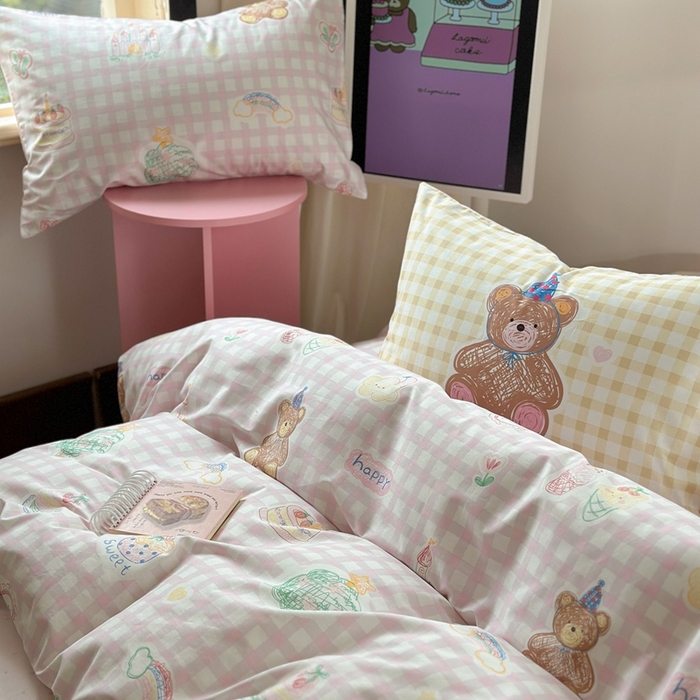 91家纺网 家纺一手货源 找家纺 时年家纺 2025新款全棉数码趣味系列3.0 四件套 彩虹甜心