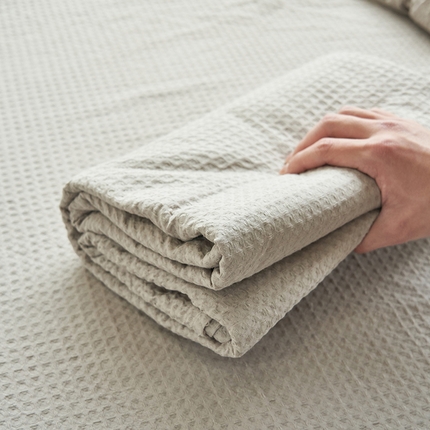 寐绸家纺 2025新款纯棉华夫格床单 纯棉华夫格床单-浅灰