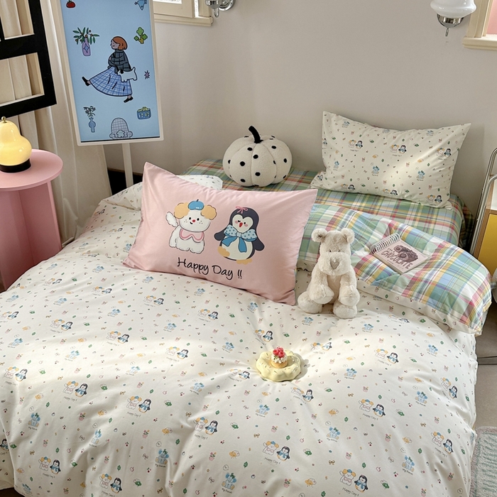 91家纺网 家纺一手货源 找家纺 时年家纺 2025新款全棉数码趣味系列3.0 四件套 快乐宠物