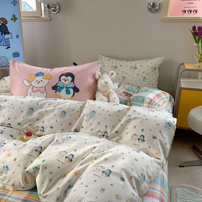 91家纺网 家纺一手货源 找家纺 时年家纺 2025新款全棉数码趣味系列3.0 四件套 快乐宠物