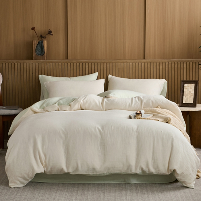 91家纺网 家纺一手货源 找家纺 宜代光年 2025新款全棉纯棉享云棉纯色暗合系列四件套 云享棉-青绿