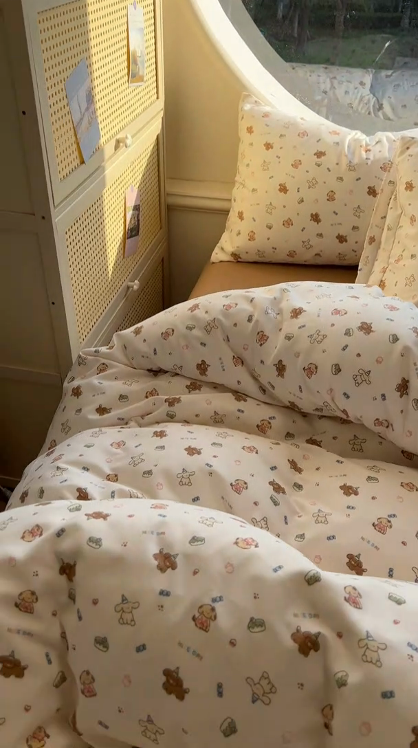 91家纺网 家纺一手货源 找家纺 花漾家居 2025新款针织双层纱被套枕套四件套 多米