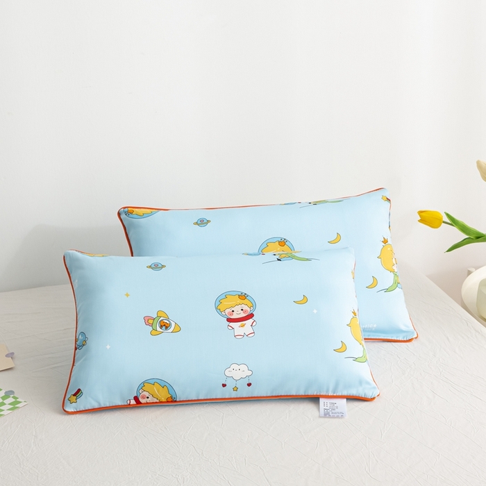 91家纺网 家纺一手货源 找家纺 萌番宝 A类新款60支长绒棉纯棉儿童枕套枕头 魔力王子蓝