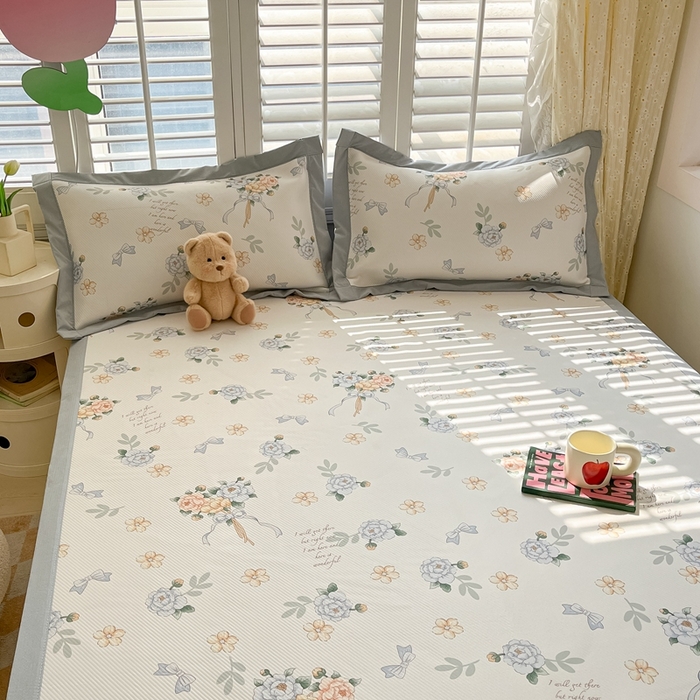 91家纺网 家纺一手货源 找家纺 星座家纺 2025新款大斜纹复合冰丝凉席-床席款 拈花湾兰