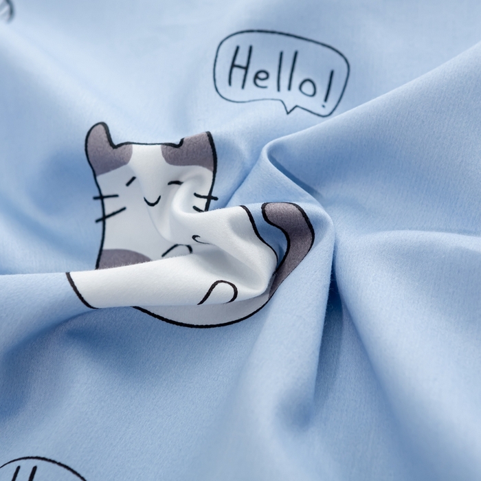 91家纺网 家纺一手货源 找家纺 萌番宝 A类新款60支长绒棉纯棉儿童枕套枕头 猫肚蓝
