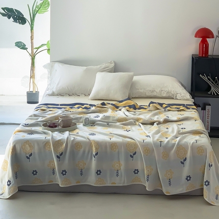 爱港家纺 2025新款全棉A类六层纱布毛巾被 夏被 夏花