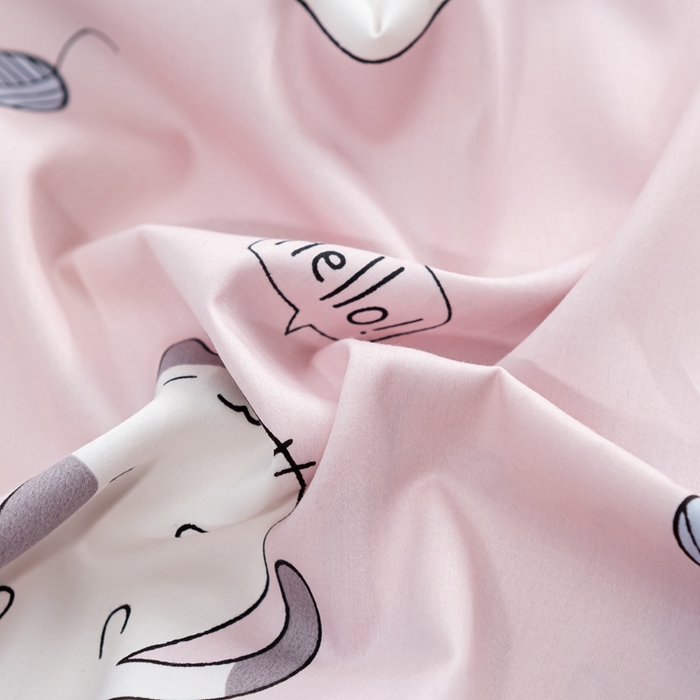 91家纺网 家纺一手货源 找家纺 萌番宝 A类新款60支长绒棉纯棉儿童枕套枕头 猫肚粉