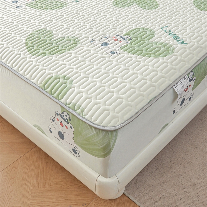 91家纺网 家纺一手货源 找家纺 雯豆2025夏季新品0.4乳胶凉席床笠款三件套凉感丝印花纯色床罩 乳胶床笠-夏日小狗