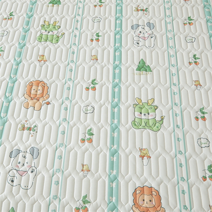 91家纺网 家纺一手货源 找家纺 雯豆2025夏季新品0.4乳胶凉席床笠款三件套凉感丝印花纯色床罩 乳胶床笠-动物聚会