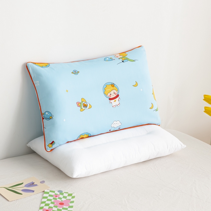 91家纺网 家纺一手货源 找家纺 萌番宝 A类新款60支长绒棉纯棉儿童枕套枕头 魔力王子蓝