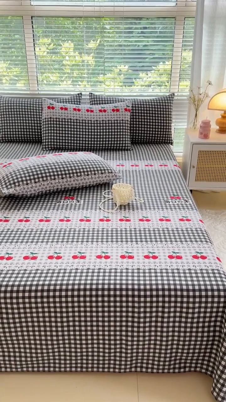 91家纺网 家纺一手货源 找家纺 仟网汇 2025新款老粗布床单粗布凉席老粗布单床单枕套单品 小樱桃