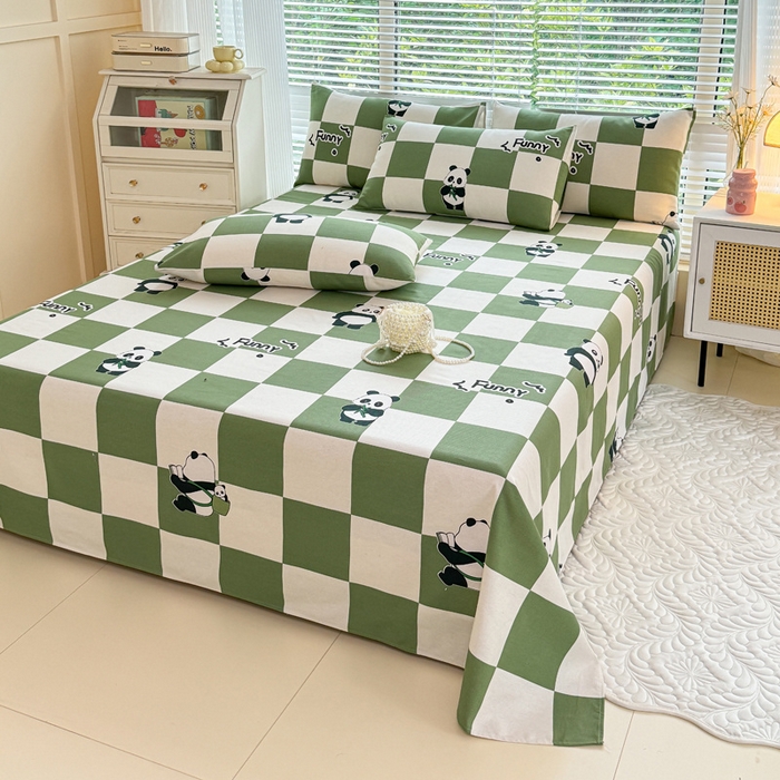 91家纺网 家纺一手货源 找家纺 仟网汇 2025新款老粗布床单粗布凉席老粗布单床单枕套单品 熊猫格