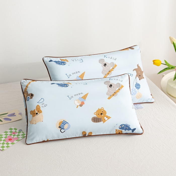 91家纺网 家纺一手货源 找家纺 萌番宝A类新款60支长绒棉纯棉儿童枕套枕头枕头套40x60单只30x50内胆套 星愿动物园