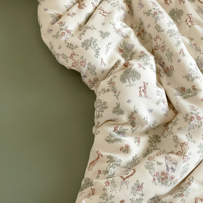 91家纺网 家纺一手货源 找家纺 诺梵家纺 2025新款有氧双层纱印花四件套 丛林絮语