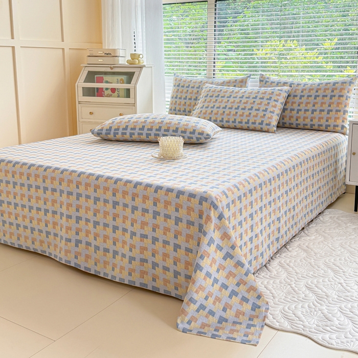 91家纺网 家纺一手货源 找家纺 仟网汇 2025新款老粗布床单粗布凉席老粗布单床单枕套单品 千鸟格