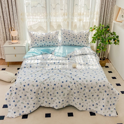 91家纺网 家纺一手货源 找家纺 （总）鑫贝阳 2025新款亲肤水洗棉小花边印花夏被