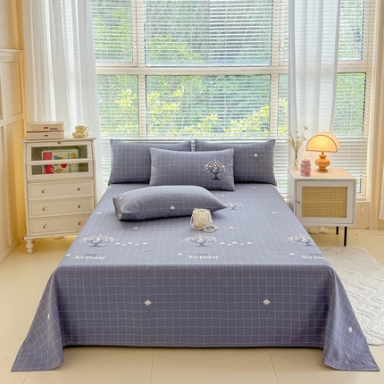 91家纺网 家纺一手货源 找家纺 仟网汇 2025新款老粗布床单粗布凉席老粗布单床单枕套单品 幸运树