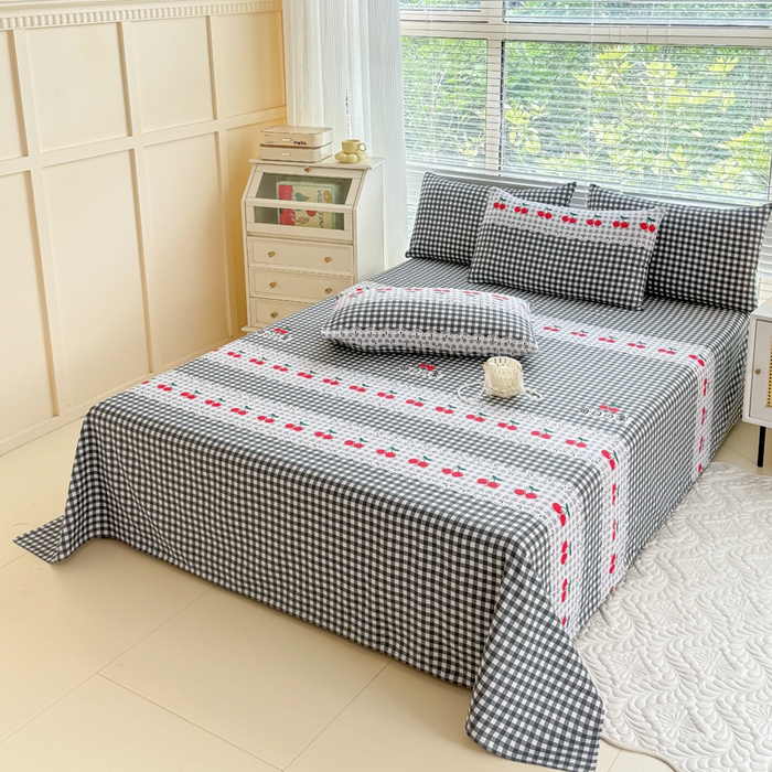 91家纺网 家纺一手货源 找家纺 仟网汇 2025新款老粗布床单粗布凉席老粗布单床单枕套单品 小樱桃