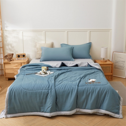 91家纺网 家纺一手货源 找家纺 总  新疆纯棉花被宽边绣花款全棉水洗棉夏凉被空调被薄款春秋被