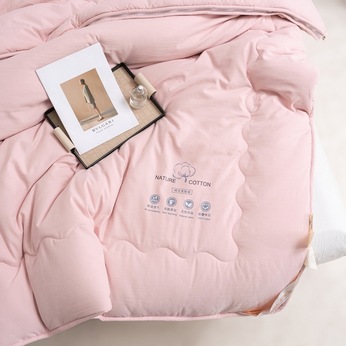 91家纺网 家纺一手货源 找家纺 易睡 2025新款A类水洗棉新疆棉花被子母被 粉色