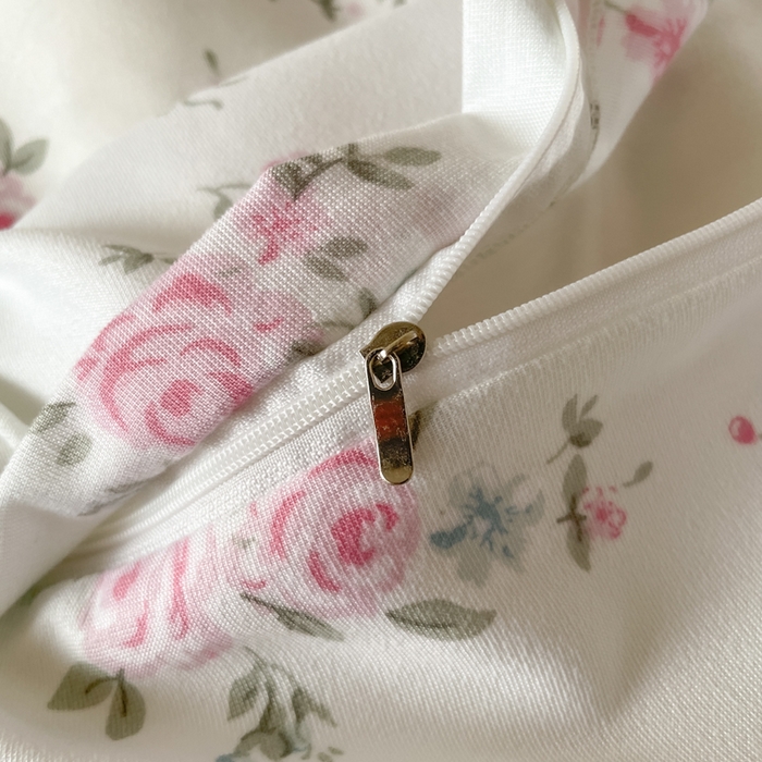 91家纺网 家纺一手货源 找家纺 诺梵家纺 2025新款有氧双层纱印花四件套 粉色蔷薇