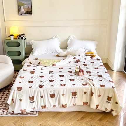 绒梦里 2025新款A类小凉皮凉感冰豆豆夏被空调被 爱心熊