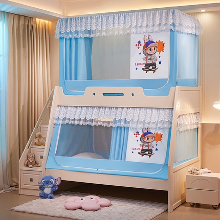 安金蚊帐 2025新款子母床加长2米蚊帐防尘顶 印花 铁艺全伸缩支架 拉布布