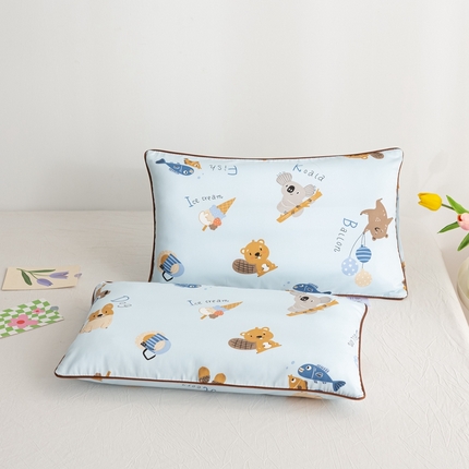91家纺网 家纺一手货源 找家纺 萌番宝 A类新款60支长绒棉纯棉儿童枕套枕头 星愿动物园