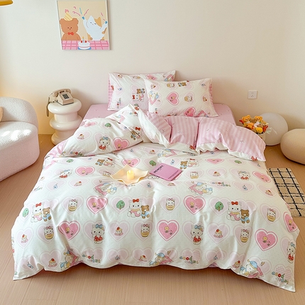 典曼家纺 2025新款13372印花小清新四件套 可爱小猫