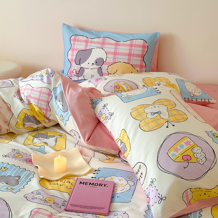 91家纺网 家纺一手货源 找家纺 典曼家纺 2025新款13372印花小清新四件套 动物城