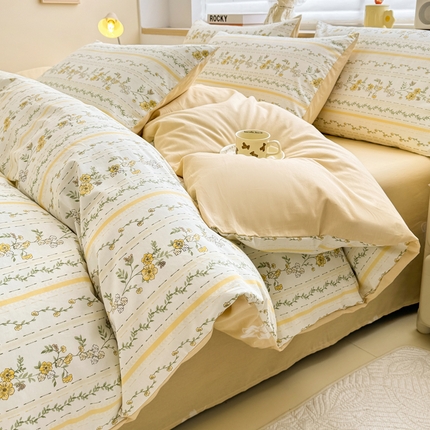 91家纺网 家纺一手货源 找家纺 （总）KA家纺 2025新款高密全棉印花软糯四件套