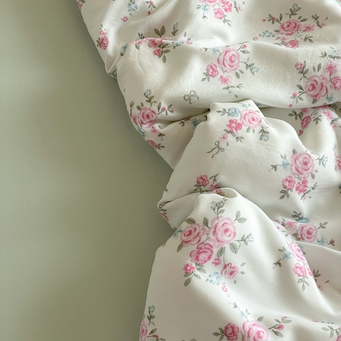 91家纺网 家纺一手货源 找家纺 诺梵家纺 2025新款有氧双层纱印花四件套 粉色蔷薇