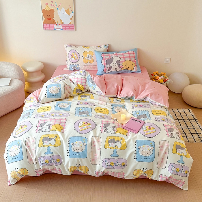 91家纺网 家纺一手货源 找家纺 典曼家纺 2025新款13372印花小清新四件套 动物城