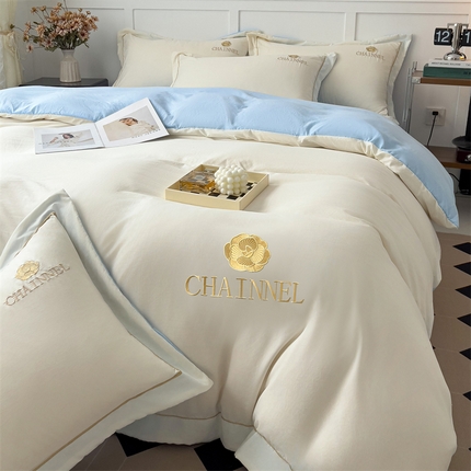 91家纺网 家纺一手货源 找家纺 （总）灰鲸 2025新款轻奢赛琳刺绣水洗棉系列套件