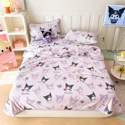 91家纺网 家纺一手货源 找家纺 （总）金爱家2025新款A类三丽鸥高品质可组合凉感丝乳胶席牛奶丝针织棉软糯夏被四件套