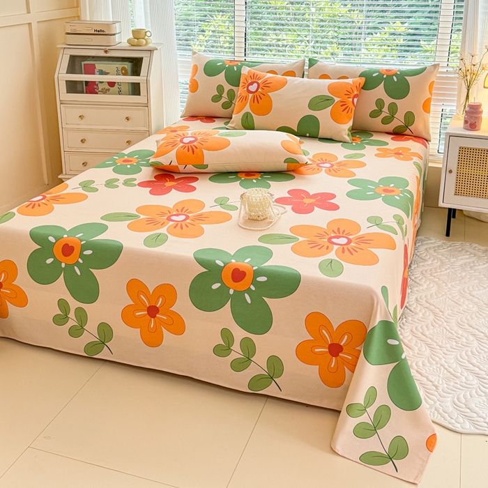 91家纺网 家纺一手货源 找家纺 仟网汇 2025新款老粗布床单粗布凉席老粗布单床单枕套单品 太阳花