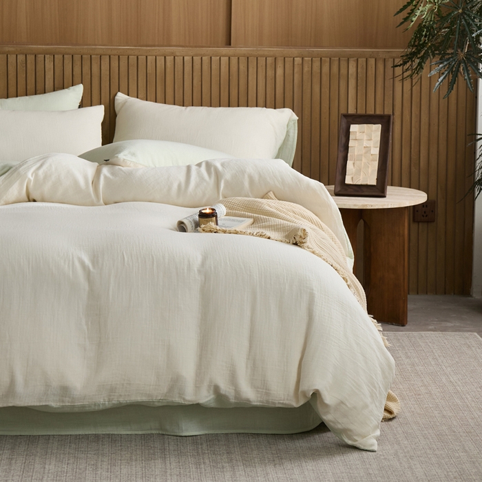 91家纺网 家纺一手货源 找家纺 宜代光年 2025新款全棉纯棉享云棉纯色暗合系列四件套 云享棉-青绿