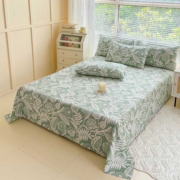 91家纺网 家纺一手货源 找家纺 仟网汇 2025新款老粗布床单粗布凉席老粗布单床单枕套单品 热带风情