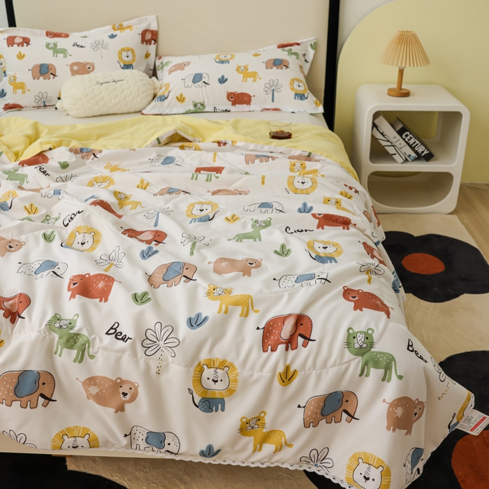 91家纺网 家纺一手货源 找家纺 （总）鑫贝阳 2025新款亲肤水洗棉小花边印花夏被