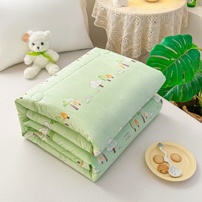 91家纺网 家纺一手货源 找家纺 好欣怡家纺 2026新款生态棉夏被礼品被空调被直播引流款夏凉被子 生态棉包边款-草绿色