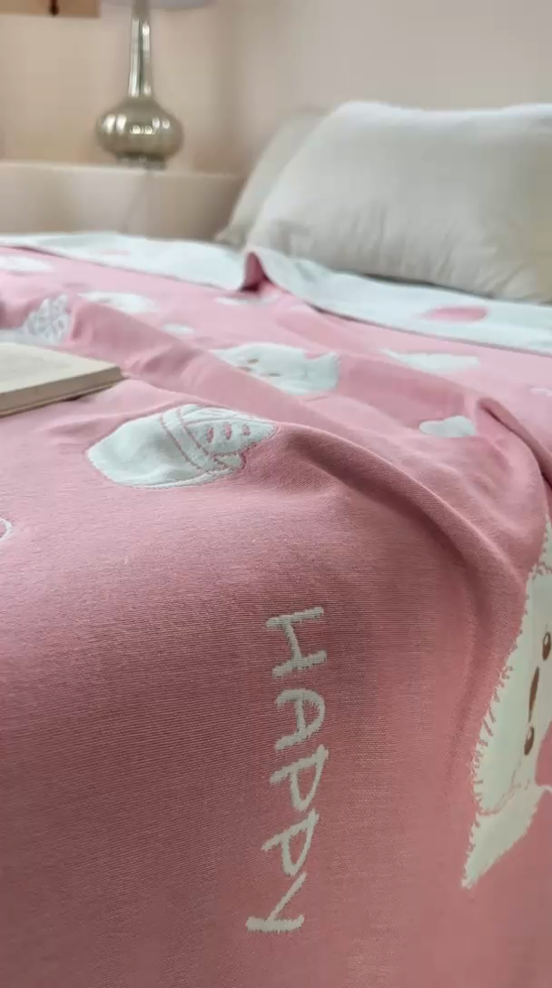 91家纺网 家纺一手货源 找家纺 （总）爱港家纺 2025新款全棉A类六层纱布毛巾被 夏被