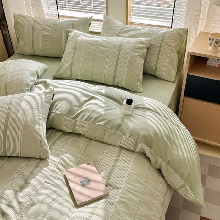 91家纺网 家纺一手货源 找家纺 宜代光年 2025新款全棉纯棉色织提花瑞拉系列四件套 瑞拉-绿