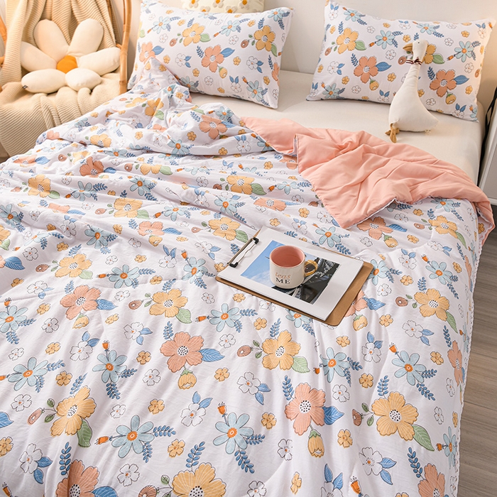 91家纺网 家纺一手货源 找家纺 鑫贝阳 2025新款亲肤水洗棉小花边印花夏被 夏花