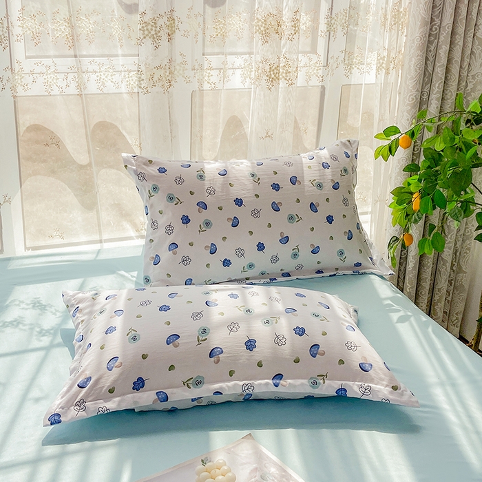 91家纺网 家纺一手货源 找家纺 鑫贝阳 2025新款亲肤水洗棉小花边印花夏被 蘑菇森林