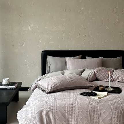 91家纺网 家纺一手货源 找家纺 玉宇阁 2025新款100S全棉大提花四件套-安缦春也 迷雾紫灰