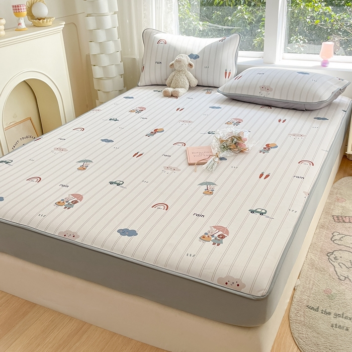 91家纺网 家纺一手货源 找家纺 星座家纺 2025新款大斜纹复合冰丝凉席-床笠款 悠悠小元-床笠款